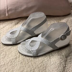 Stuart Weitzman White Braided Slingback Sandals